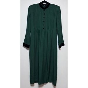 Vintage Whimsigoth Plaid Velvet Accented Dress Size 12 Dark Academia Prairiecore